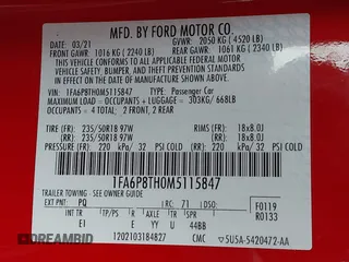 2021 Ford Mustang EcoBoost with VIN 1FA6P8TH0M5115847, listed as a IAAI auction lot 42221654 with 37,048 mi miles and . Bid and sale history available at DreamBid. Image 9.