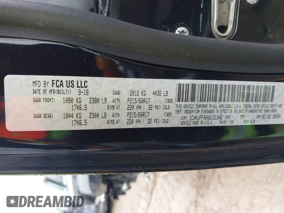 2017 Jeep Patriot High Altitude with VIN 1C4NJPFA0HD131946, listed as a IAAI auction lot 41676320 with 95,271 mi miles and . Bid and sale history available at carsss.com. Image 9.
