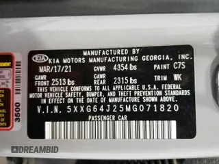 2021 Kia K5 GT-Line with VIN 5XXG64J25MG071820, listed as a Copart auction lot 45006985 with 96,788 mi miles and Salvage Title. Bid and sale history available at carsss.com. Image 13.