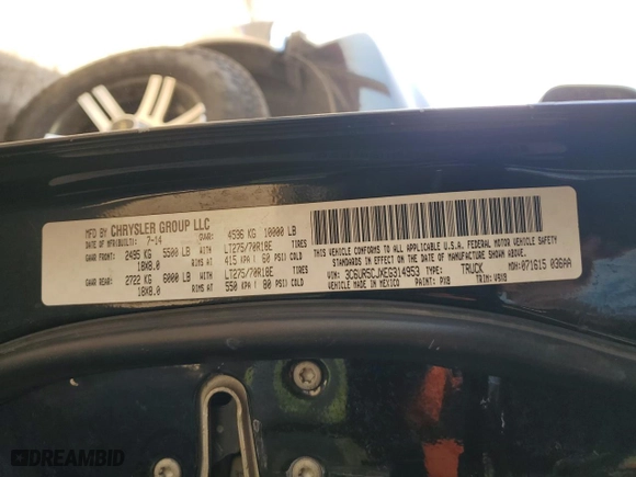 2014 Ram 2500 Tradesman with VIN 3C6UR5CJXEG314953, listed as a Copart auction lot 89306605 with 185,601 mi miles and Clean Title. Bid and sale history available at carsss.com. Image 12.