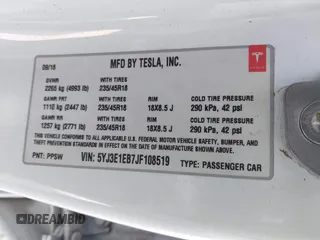 2018 Tesla Model 3 Long Range Battery with VIN 5YJ3E1EB7JF108519, listed as a IAAI auction lot 41835266 with 120,662 mi miles and . Bid and sale history available at DreamBid. Image 9.