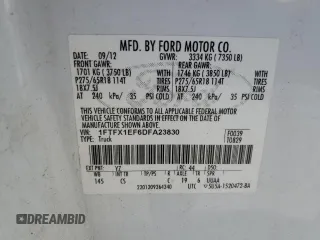 2013 Ford F-150 XL with VIN 1FTFX1EF6DFA23830, listed as a Copart auction lot 53295205 with 139,315 mi miles and Salvage Title. Bid and sale history available at carsss.com. Image 14.