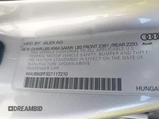 2016 Audi A3 Premium with VIN WAUB8GFF3G1117210, listed as a IAAI auction lot 42120114 with 70,653 mi miles and . Bid and sale history available at DreamBid. Image 9.