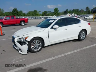 2014 Infiniti Q50 Sport with VIN JN1BV7AR4EM698230, listed as a IAAI auction lot 42664588 with 129,411 mi miles and . Bid and sale history available at DreamBid. Image 2.