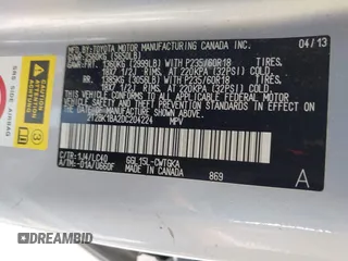 2013 Lexus RX 350 с VIN 2T2BK1BA2DC204224, выставлен на аукционе IAAI как лот 42689595 с пробегом 171 095 миль миль и . История ставок и продаж доступна на DreamBid. Изображение 9.