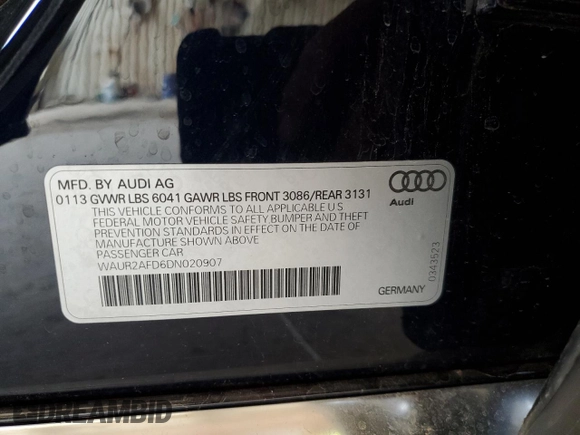 2013 Audi A8 4.0L с VIN WAUR2AFD6DN020907, выставлен на аукционе Copart как лот 54742325 с пробегом 88 042 миль миль и Списание • Salvage title. История ставок и продаж доступна на DreamBid. Изображение 13.