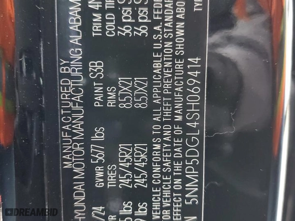 2025 Hyundai Santa Fe Calligraphy with VIN 5NMP5DGL4SH069414, listed as a Copart auction lot 81755404 with 14 mi miles and Salvage Title. Bid and sale history available at carsss.com. Image 13.
