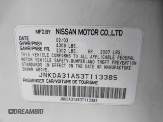 2003 Infiniti I35 Luxury with VIN JNKDA31A53T113385, listed as a IAAI auction lot 41781583 with 190,735 mi miles. Bid and sale history available at carsss.com. Image 9.