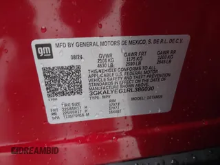 2024 GMC Terrain AT4 with VIN 3GKALYEG1RL386030, listed as a IAAI auction lot 41617586 with 9,658 mi miles and . Bid and sale history available at carsss.com. Image 9.