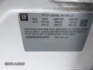 2012 Cadillac CTS Premium with VIN 1G6DP5E3XC0144157, listed as a IAAI auction lot 41311350 with 96,042 mi miles and . Bid and sale history available at DreamBid. Image 9.