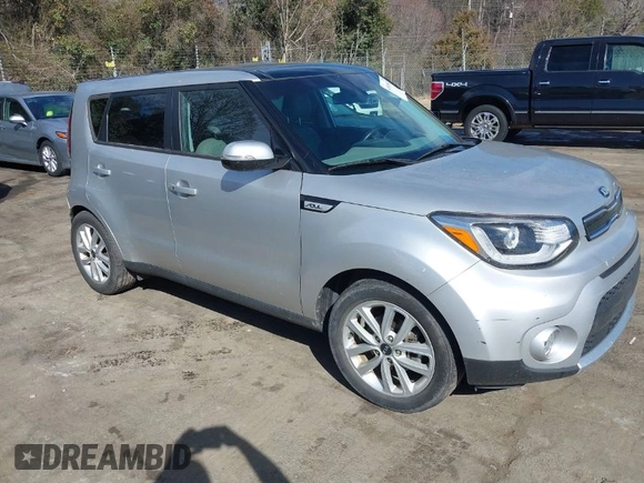 2018 Kia Soul + with VIN KNDJP3A59J7607163, listed as a IAAI auction lot 41689882 with 39,451 mi miles. Bid and sale history available at carsss.com. Image 1.