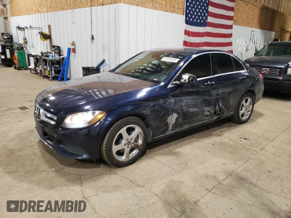 2018 Mercedes-Benz C 300 with VIN 55SWF4KB9JU259232, listed as a Copart auction lot 61559355 with 82,482 mi miles and Salvage title. Bid and sale history available at DreamBid. Image 1.