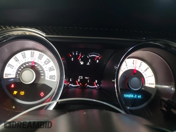 2012 Ford Mustang V6 Premium with VIN 1ZVBP8AM2C5221267, listed as a Copart auction lot 46583785 with 104,654 mi miles and Salvage Title. Bid and sale history available at carsss.com. Image 9.