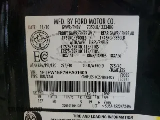 2011 Ford F-150 XL z VIN 1FTFW1EF7BFA01609, wystawiony jako Copart lot #59919835 z przebiegiem 153 618 mil mil oraz Czysty tytuł • Clean title. Historia ofert i sprzedaży dostępna na DreamBid. Obrazek 12.
