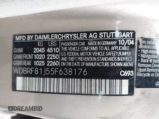 2005 Mercedes-Benz C 240 with VIN WDBRF81J55F638176, listed as a IAAI auction lot 41927939 with Not Provided miles and . Bid and sale history available at DreamBid. Image 9.