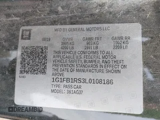 2020 Chevrolet Camaro 1LT z VIN 1G1FB1RS3L0108186, wystawiony jako IAAI lot #41427677 z przebiegiem 66 752 mil mil oraz . Historia ofert i sprzedaży dostępna na DreamBid. Obrazek 9.