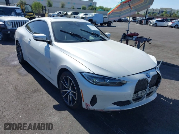 2022 BMW 4 Series 430i xDrive with VIN WBA73AP03NCH61029, listed as a IAAI auction lot 42327779 with 104,860 mi miles and . Bid and sale history available at DreamBid. Image 1.