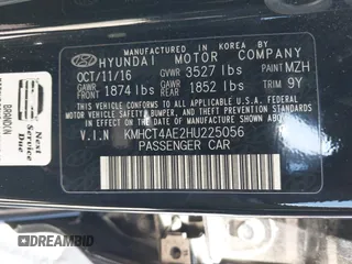 2017 Hyundai Accent SE with VIN KMHCT4AE2HU225056, listed as a IAAI auction lot 41611815 with 93,855 mi miles. Bid and sale history available at carsss.com. Image 9.