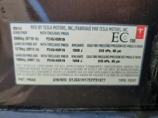 2014 Tesla Model S 60 with VIN 5YJSA1H17EFP31977, listed as a Copart auction lot 62521525 with Not provided miles and Clean title. Bid and sale history available at DreamBid. Image 13.