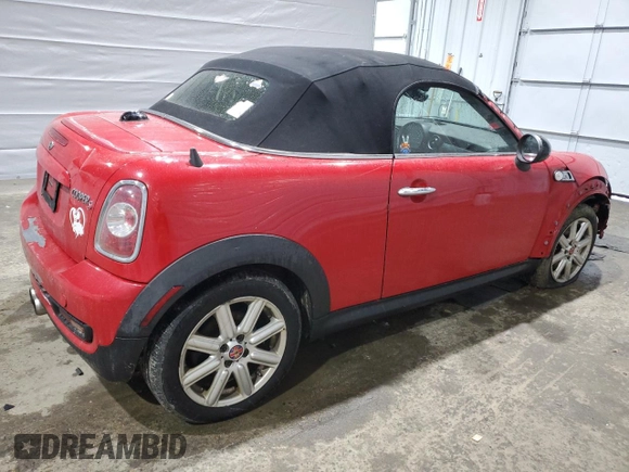 2012 MINI Roadster S with VIN WMWSY3C58CT144227, listed as a Copart auction lot 47918135 with 133,430 mi miles and Salvage Title. Bid and sale history available at DreamBid. Image 3.
