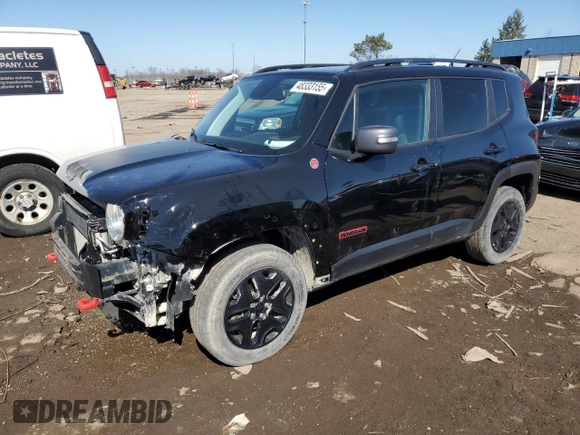 2018 Jeep Renegade Trailhawk with VIN ZACCJBCB5JPG87412, listed as a Copart auction lot 48333155 with 113,612 mi miles and Clean Title. Bid and sale history available at carsss.com. Image 1.