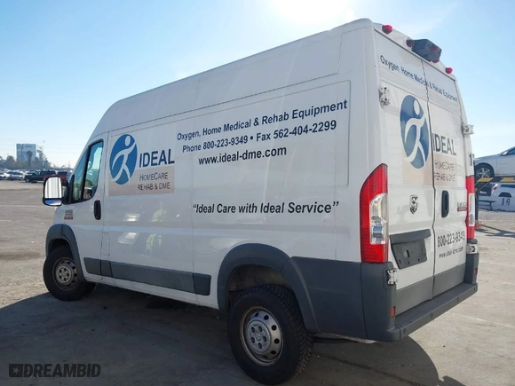 2017 Ram ProMaster Cargo Van with VIN 3C6TRVBG2HE549882, listed as a IAAI auction lot 41135506 with 221,688 mi miles. Bid and sale history available at carsss.com. Image 3.