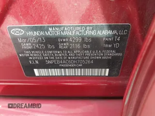 2013 Hyundai Sonata GLS with VIN 5NPEB4AC6DH705264, listed as a IAAI auction lot 42031235 with 68,752 mi miles and . Bid and sale history available at carsss.com. Image 9.