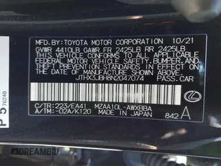 2022 Lexus UX 200 with VIN JTHX3JBH8N2047074, listed as a IAAI auction lot 42665051 with 27,249 mi miles and . Bid and sale history available at DreamBid. Image 9.