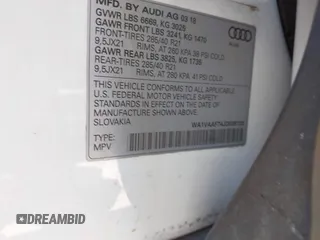 2018 Audi Q7 Prestige with VIN WA1VAAF74JD036128, listed as a IAAI auction lot 42038586 with 96,167 mi miles and . Bid and sale history available at DreamBid. Image 9.
