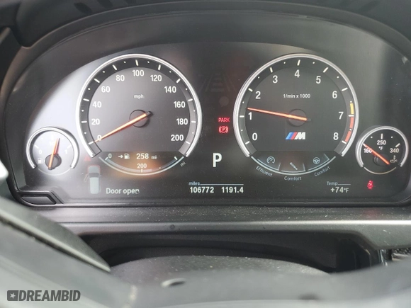 2016 BMW X5 M with VIN 5YMKT6C54G0R79100, listed as a Copart auction lot 55699044 with 106,772 mi miles. Bid and sale history available at carsss.com. Image 9.