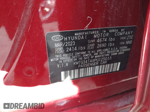 2023 Genesis G70 2.0T z VIN KMTG34TAXPU125013, wystawiony jako IAAI lot #41286145 z przebiegiem 38 108 mil mil oraz . Historia ofert i sprzedaży dostępna na DreamBid. Obrazek 9.