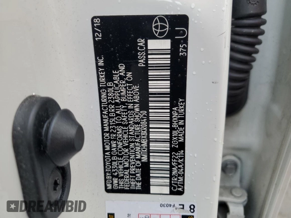2019 Toyota C-HR XLE with VIN NMTKHMBX8KR084750, listed as a Copart auction lot 47681295 with 43,661 mi miles and Non Repairable. Bid and sale history available at carsss.com. Image 15.