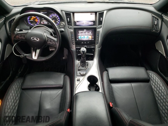 2022 Infiniti Q50 Red Sport 400 with VIN JN1FV7DR9NM390256, listed as a Copart auction lot 57094225 with 52,307 mi miles and Salvage title. Bid and sale history available at DreamBid. Image 8.
