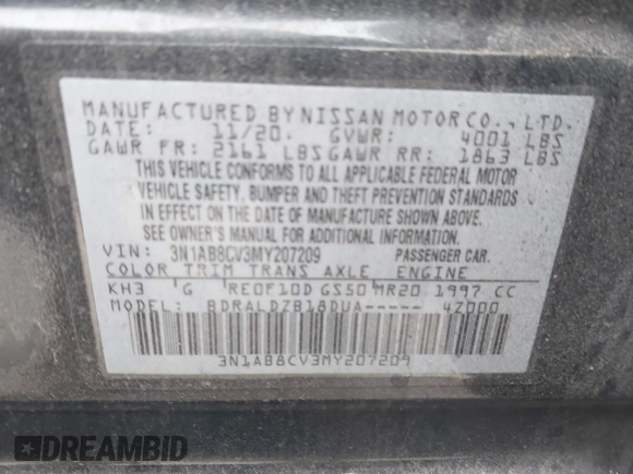 2021 Nissan Sentra SV with VIN 3N1AB8CV3MY207209, listed as a IAAI auction lot 41805912 with 69,862 mi miles and . Bid and sale history available at DreamBid. Image 9.