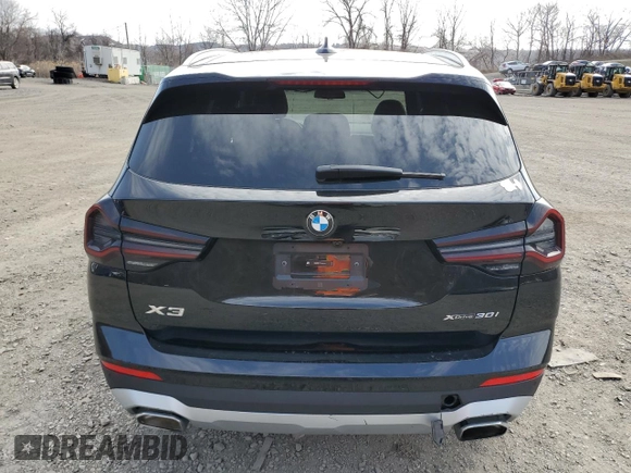 2024 BMW X3 xDrive30i with VIN 5UX53DP07R9U41254, listed as a Copart auction lot 50654335 with 10,357 mi miles and Salvage Title. Bid and sale history available at DreamBid. Image 6.