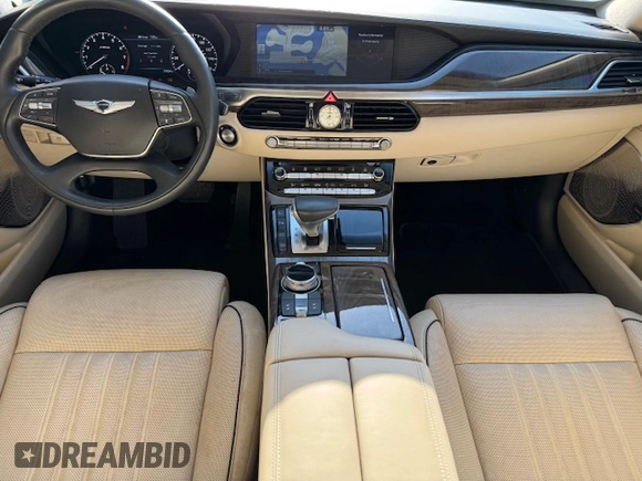 2019 Genesis G90 z VIN KMTF54JH1KU054539, wystawiony jako Copart lot #53653765 z przebiegiem 27 024 mil mil oraz Nie do naprawy • Non repairable. Historia ofert i sprzedaży dostępna na DreamBid. Obrazek 8.