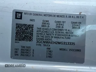 2021 Chevrolet Silverado 1500 Work Truck with VIN 3GCNWAEH2MG313335, listed as a Copart auction lot 83496604 with 79,692 mi miles and Clean Title. Bid and sale history available at carsss.com. Image 10.