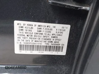 2016 Acura ILX with VIN 19UDE2F32GA014763, listed as a IAAI auction lot 42186580 with 45,483 mi miles and . Bid and sale history available at DreamBid. Image 9.