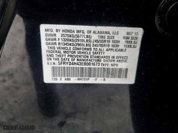 2014 Acura MDX Tech Pkg with VIN 5FRYD4H43EB001673, listed as a Copart auction lot 48037865 with 242,693 mi miles and Salvage Title. Bid and sale history available at carsss.com. Image 15.