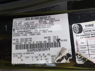 2011 Ford Fusion SEL with VIN 3FAHP0JA2BR209979, listed as a IAAI auction lot 42143065 with 185,192 mi miles and . Bid and sale history available at carsss.com. Image 9.