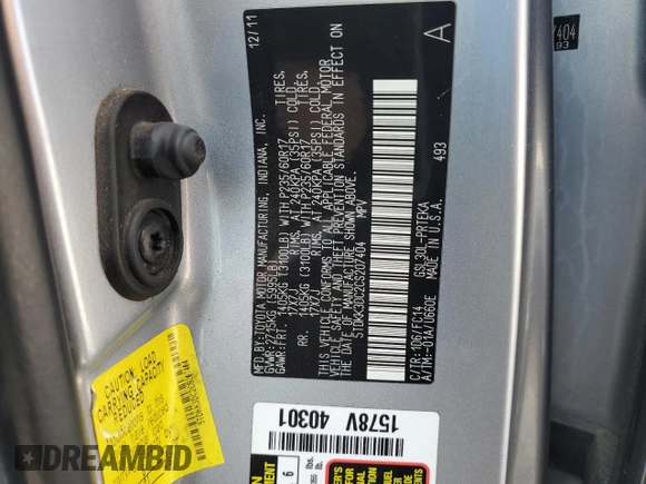 2012 Toyota Sienna LE AAS with VIN 5TDKK3DC2CS207404, listed as a Copart auction lot 62781215 with 200,757 mi miles and Salvage title. Bid and sale history available at DreamBid. Image 13.