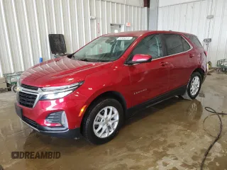 2022 Chevrolet Equinox LT with VIN 3GNAXUEV8NL214814, listed as a Copart auction lot 52584515 with 43,132 mi miles and Non repairable. Bid and sale history available at DreamBid. Image 1.