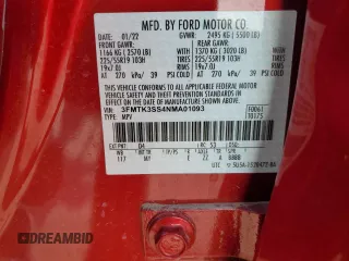 2022 Ford Mustang Mach-E Premium с VIN 3FMTK3SS4NMA01093, выставлен на аукционе Copart как лот 48062625 с пробегом 19 762 миль миль и Списание • Salvage title. История ставок и продаж доступна на DreamBid. Изображение 14.