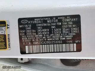 2016 Hyundai Tucson Limited with VIN KM8J3CA28GU253093, listed as a Copart auction lot 82711644 with 74,640 mi miles and Salvage Title. Bid and sale history available at carsss.com. Image 13.