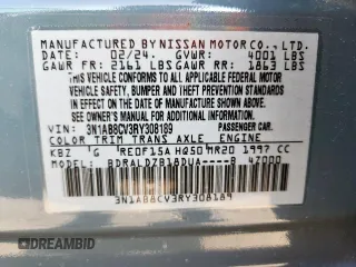 2024 Nissan Sentra SV with VIN 3N1AB8CV3RY308189, listed as a Copart auction lot 58358965 with 5,170 mi miles and Salvage title. Bid and sale history available at DreamBid. Image 13.