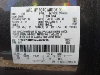 2020 Ford Explorer with VIN 1FMSK8BH4LGB30956, listed as a IAAI auction lot 41360316 with 74,609 mi miles. Bid and sale history available at carsss.com. Image 9.