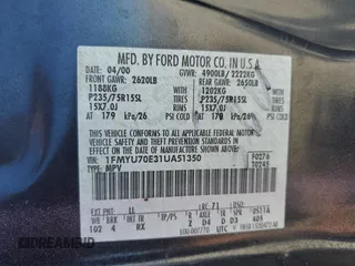 2001 Ford Explorer Sport z VIN 1FMYU70E31UA51350, wystawiony jako Copart lot #69885914 z przebiegiem 166 796 mil mil oraz Szkody całkowita. Historia ofert i sprzedaży dostępna na DreamBid. Obrazek 14.