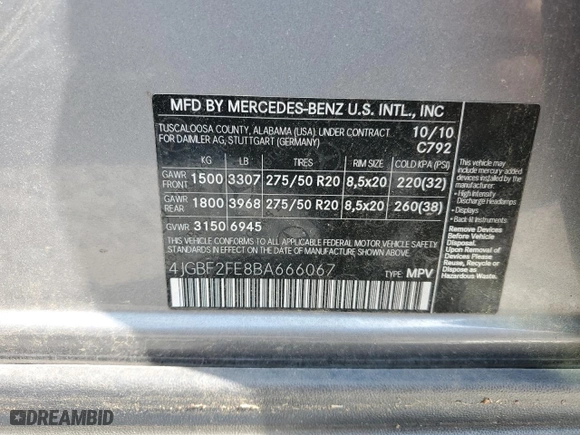 2011 Mercedes-Benz GL-Class GL 350 BlueTEC with VIN 4JGBF2FE8BA666067, listed as a Copart auction lot 65453114 with 0 mi miles and Salvage Title. Bid and sale history available at carsss.com. Image 13.