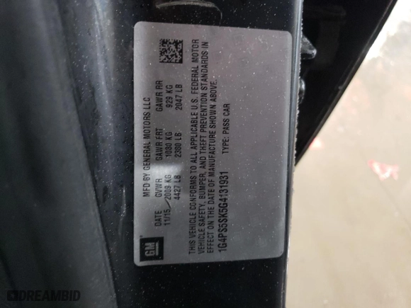 2016 Buick Verano Leather Group with VIN 1G4PS5SK5G4131931, listed as a Copart auction lot 88912945 with 109,403 mi miles and Salvage Title. Bid and sale history available at carsss.com. Image 12.