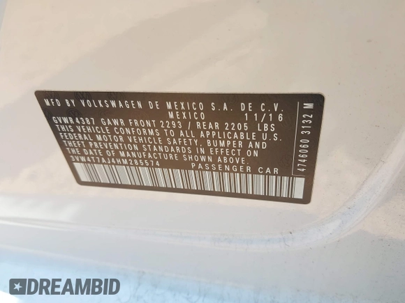 2017 Volkswagen Jetta GLI with VIN 3VW4T7AJ4HM285574, listed as a IAAI auction lot 42560691 with 80,579 mi miles and . Bid and sale history available at DreamBid. Image 9.